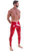 A4M - Mens Regular Waist Leggings - Metallics 5808 Red vinyl - Skinzwear