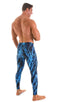 A4M - Mens Regular Waist Leggings - Prints 1118 Laser blue lightening - Skinzwear
