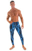 A4M - Mens Regular Waist Leggings - Prints 1118 Laser blue lightening - Skinzwear