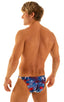 Stuffit Pouch Bikini Swimsuit in American Flag Collage, Front View; Stuffit Pouch Bikini Swimsuit in American Flag Collage, Rear View; Stuffit Pouch Bikini Swim