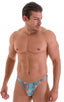 T Back Thong Swimsuit in ThinSkinz Aqua Python, Front View; T Back Thong Swimsuit in ThinSkinz Aqua Python, Rear View; T Back Thong Swimsuit in ThinSkinz Aqua P