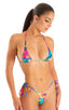 B34 - Womens Side Tie G string Bikini Bottom - Prints 4109 Hawaiian floral - Skinzwear
