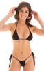 B34 - Womens Side Tie G string Bikini Bottom - Solid Sheer Semi Sheer 8567 Black - Skinzwear