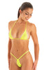 B37 - Womens Teardrop G String Micro Bikini Bottom - Solid Sheer Semi Sheer 4556 Lemon lime - Skinzwear