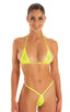 B37 - Womens Teardrop G String Micro Bikini Bottom - Solid Sheer Semi Sheer 4556 Lemon lime - Skinzwear