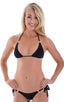 B40 - Womens Side Tie Cheeky Aruba Bikini Bottom - Solid Sheer Semi Sheer 1537 Black - Skinzwear