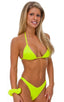 B5 - Womens Rio Bikini High Cut Swimsuit Bottom - Solids 1459 Chartreuse - Skinzwear