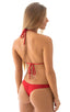 B51 - Womens Low Cut Thong - Solid Sheer Semi Sheer 1538 Red - Skinzwear