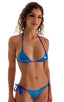 B56 - Womens Side Tie Brazilian Bikini Bottom - Metallics 2853 - 3451 Electric blue - Imperial blue - Skinzwear