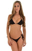 B56 - Womens Side Tie Brazilian Bikini Bottom - Solid Sheer Semi Sheer 8567 Black - Skinzwear