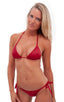 B56 - Womens Side Tie Brazilian Bikini Bottom - Solids 3450 Ruby red - Skinzwear
