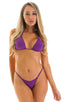 B65 - Womens Low Front Scrunchie 1/2 Back Brazilian Bottom - Solid Sheer Semi Sheer 2558 Grape - Skinzwear