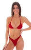 B8 - Womens High Cut Bikini 3/4 Bottom - Solids 3450 Ruby red - Skinzwear