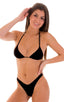 B8 - Womens High Cut Bikini 3/4 Bottom - Solids 6407 Black - Skinzwear