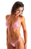 B81CN101S - Womens Micro G String Bottom with Silver Ornaments - Metallics 9819 Bubblegum - Skinzwear