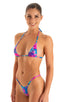 B81CN101S - Womens Micro G String Bottom with Silver Ornaments - Prints 2164 Tahitian magenta - Skinzwear
