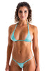 B81CN101S - Womens Micro G String Bottom with Silver Ornaments - Solids 2455 Aquamarine - Skinzwear