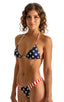 B82 - Womens Color Blocked T Back Thong Bottom - Prints 5115 - 5106 Stars on navy - Red/white stripes - Skinzwear