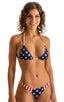 B82 - Womens Color Blocked T Back Thong Bottom - Prints 5115 - 5106 Stars on navy - Red/white stripes - Skinzwear