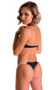 B82 - Womens Color Blocked T Back Thong Bottom - Solid Sheer Semi Sheer 8567 - 8569 Black - Nude - Skinzwear