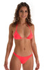 B83 - Womens Malibu Cheekini Bottom - Solid Sheer Semi Sheer 5537 Neon coral - Skinzwear