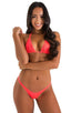 B90 - Womens Whale tale cheeky bikini - Solid Sheer Semi Sheer 5537 Neon coral - Skinzwear