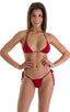 B91 - Womens Adjustable Bikini to Thong - Solid Sheer Semi Sheer 1538 Red - Skinzwear