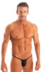 Mens G String Swim Thong in Black; Roman G String Swim Thong in Black Tricot nylon/lycra, Rear View; Roman G String Swim Thong in Black tricot-nylon-lycra 4; Ro