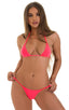 Brazilian Pucker Butt Bikini in ThinSKINZ Neon Coral 1; Brazilian Pucker Butt Bikini in ThinSKINZ Neon Coral, Rear View; Brazilian Pucker Butt Bikini in ThinSKI