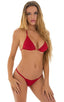 Brazilian Pucker Butt Bikini in ThinSKINZ Red, Rear View; Brazilian Pucker Butt Bikini in ThinSKINZ Red, Front View; Special Order Notice; Brazilian Pucker Butt