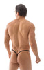 Micro Teardrop G String Swim Suit in ThinSKINZ Black, Front View; Micro Teardrop G String Swim Suit in ThinSKINZ Black, Rear View; Micro Teardrop G String Swim 