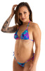 Womens Side Tie Scrunchie Bikini Bottom in Tahitian Magenta/Aqua 1; Womens Side Tie Scrunchie Bikini Bottom in Tahitian Magenta/Aqua 2; Womens Side Tie Scrunchi