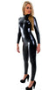 C1FZW - Womens Front Zipper Catsuit for Women - Metallics 5807 Black vinyl - Skinzwear