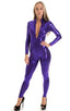 C1FZW - Womens Front Zipper Catsuit for Women - Metallics 9814 Eggplant purple - Skinzwear
