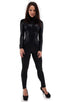 C1FZW - Womens Front Zipper Catsuit for Women - Metallics 9852 Black ice - Skinzwear