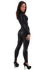 C1FZW - Womens Front Zipper Catsuit for Women - Wet Look 0007 Black - Skinzwear