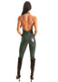 CT1 - Womens Catsuit Bodysuit Halter Tank - Metallic