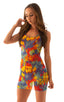 D1 - Womens Mini Dress - Printed Mesh 4502 Tropical feathers - Skinzwear