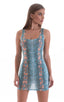 D1 - Womens Mini Dress - Printed Mesh 4505 Aqua snakeskin - Skinzwear
