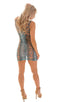 D1 - Womens Mini Dress - Printed Mesh 4505 Aqua snakeskin - Skinzwear