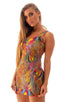 D1 - Womens Mini Dress - Printed Mesh 6520 Neon on dali - Skinzwear