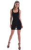 D11 - Womens Club Party Mini Dress - Solid Sheer Semi Sheer 1537 Black - Skinzwear