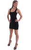 D11 - Womens Club Party Mini Dress - Solid Sheer Semi Sheer 1537 Black - Skinzwear