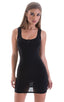 D11 - Womens Club Party Mini Dress - Solid Sheer Semi Sheer 1537 Black - Skinzwear