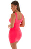 D11 - Womens Club Party Mini Dress - Solid Sheer Semi Sheer 5537 Neon coral - Skinzwear