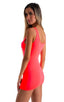 D13 - Womens Micro Mini Club Party Dress - Solid Sheer Semi Sheer 5537 Neon coral - Skinzwear