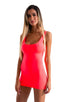 D13 - Womens Micro Mini Club Party Dress - Solid Sheer Semi Sheer 5537 Neon coral - Skinzwear