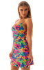D8 - Womens Cover up Mini Dress - Prints 4109 Hawaiian floral - Skinzwear