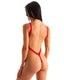 F10 - Limited Women’s Thong High Leg One Piece with Gold SKINZ Logo - Solid 3450 Ruby red - Skinzwear