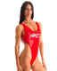 F10 - Limited Women’s Thong High Leg One Piece with SKINZ Logo - Wet Look